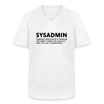 Sysadmin - Men's V-Neck T-Shirt - white - Front - AI Model Male 185 light (185cm)