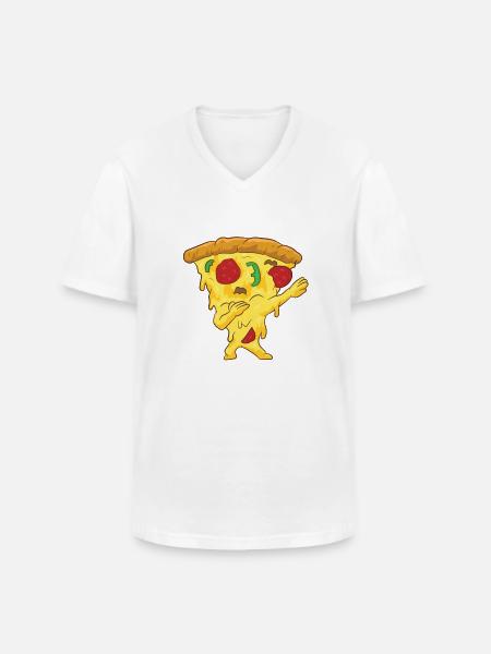 Dabbing Pizza Funny Pizza - Men's V-Neck T-Shirt - white