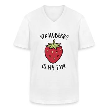 La fraise est ma confiture Fraise sucrée - T-shirt col V Homme - blanc - Devant - AI Model Male 185 light (185cm)