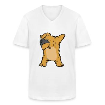 Chinese Shar Pei Dog Kids Dabbing Shar Pei Dog - Männer-T-Shirt mit V-Ausschnitt - Weiß - Vorne - AI Model Male 185 light (185cm)