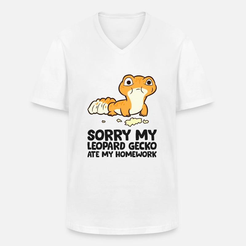 Leopardgecko-Schule Mein Leopardgecko hat meine - Männer-T-Shirt mit V-Ausschnitt - Weiß