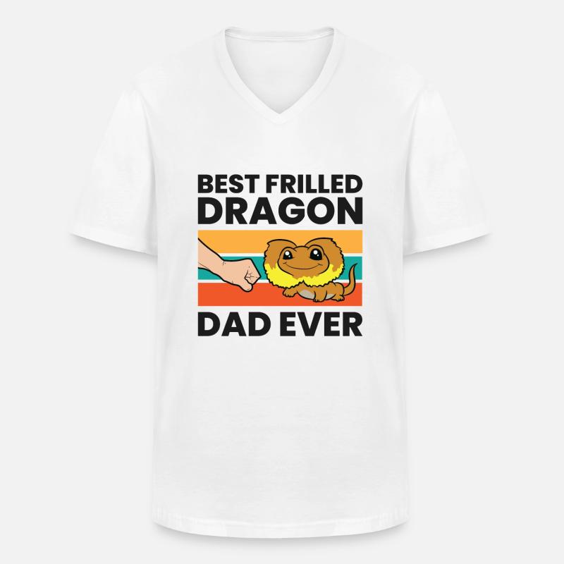 Gekräuselte Dracheneidechse Papa Bester - Männer-T-Shirt mit V-Ausschnitt - Weiß