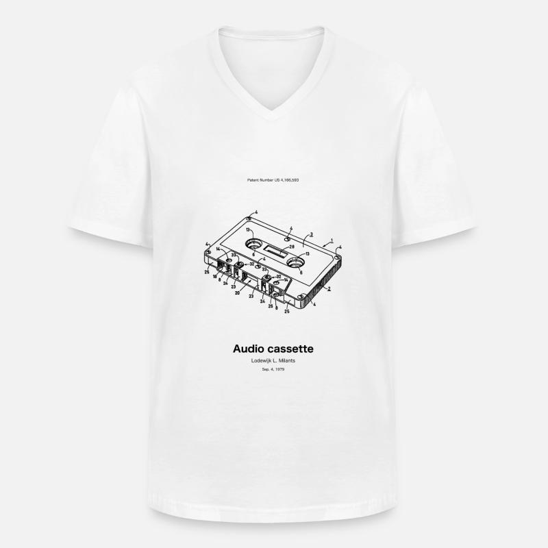 Audio compact cassette - Männer-T-Shirt mit V-Ausschnitt - Weiß