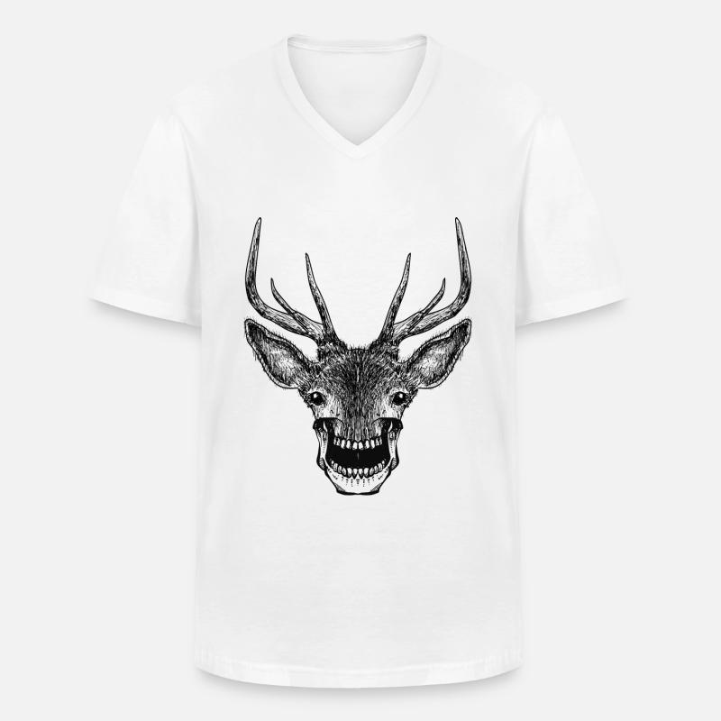 Deer Skull - Männer-T-Shirt mit V-Ausschnitt - Weiß