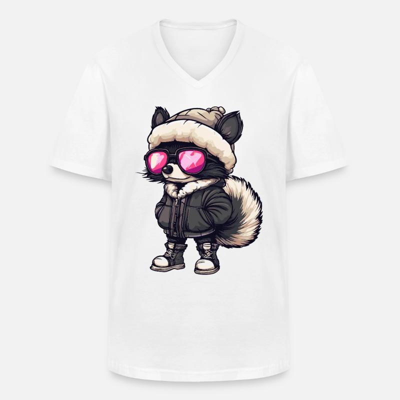 Stinktier Cool Comic - Männer-T-Shirt mit V-Ausschnitt - Weiß