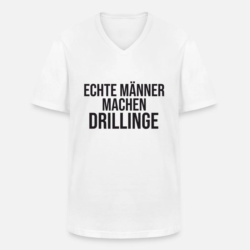 Echte Männer Machen Drillinge - Männer-T-Shirt mit V-Ausschnitt - Weiß