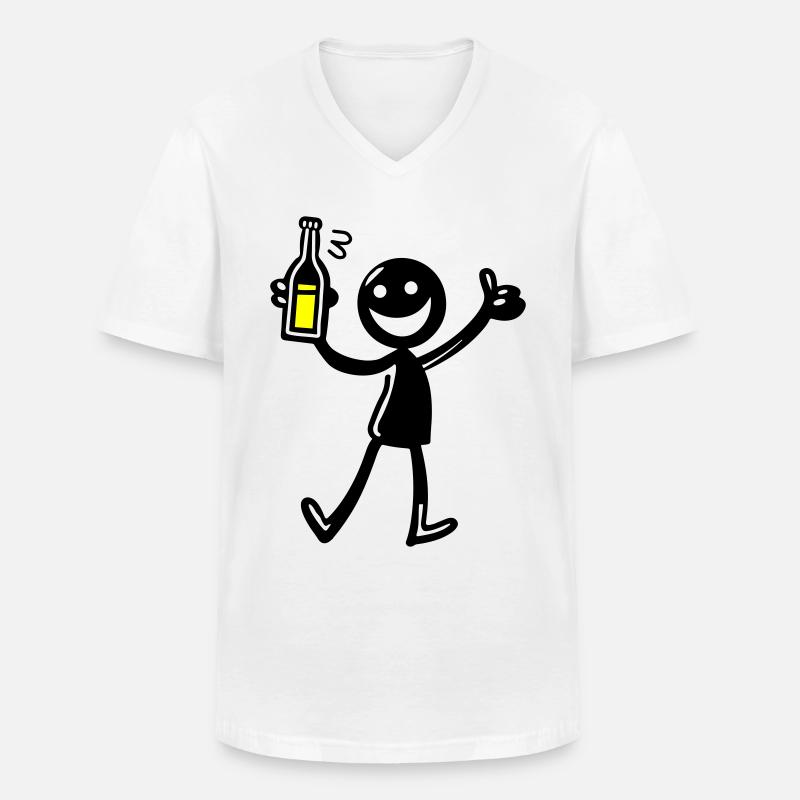 Drinking Comic Illustration Bier - Männer-T-Shirt mit V-Ausschnitt - Weiß