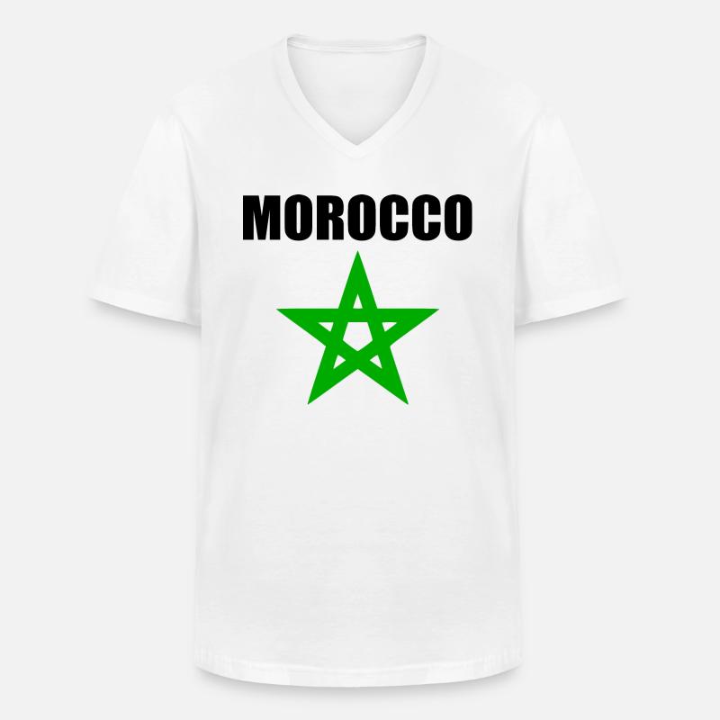 marocco - Maglietta da uomo classica con scollo a V - bianco