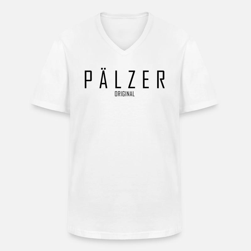 Pälzer Original - Männer-T-Shirt mit V-Ausschnitt - Weiß