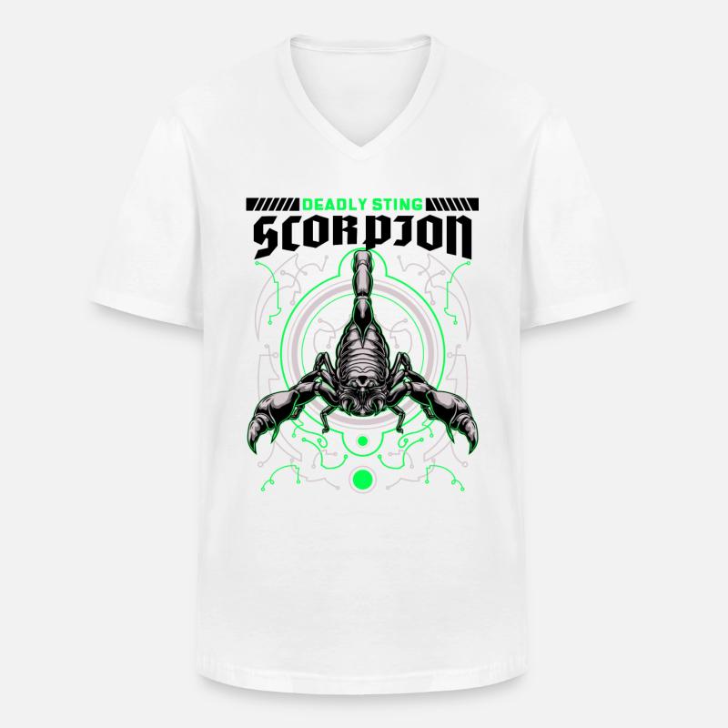 Scorpion - Männer-T-Shirt mit V-Ausschnitt - Weiß
