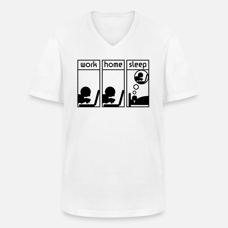 Computerfreak (work - home - sleep) - Männer-T-Shirt mit V-Ausschnitt - Weiß
