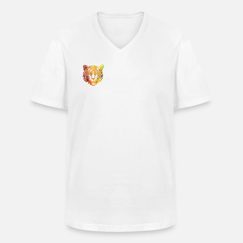 Tiger (Orange) - Männer-T-Shirt mit V-Ausschnitt - Weiß