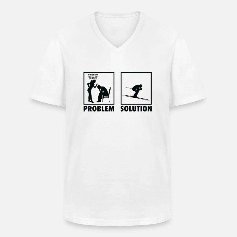 Skiing Skiers Statement Problem Solution. - Männer-T-Shirt mit V-Ausschnitt - Weiß