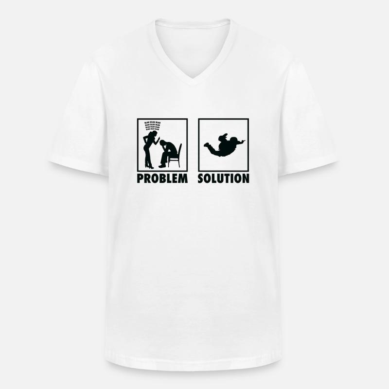 Skydiving Skydivers Statement Problem Solution. - Men's V-Neck T-Shirt - white
