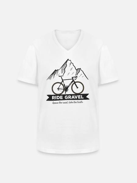 Ride Gravel Bike for Cyclocross and Bikepacking - Men's V-Neck T-Shirt - white