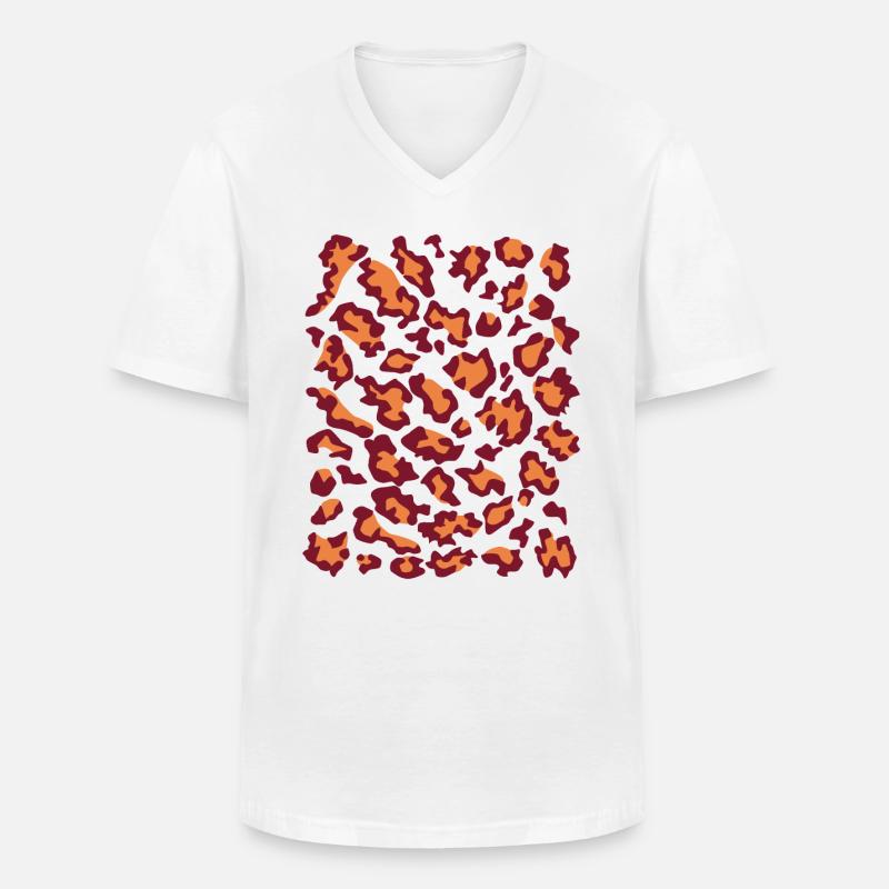 Leopard rot orange - Männer-T-Shirt mit V-Ausschnitt - Weiß