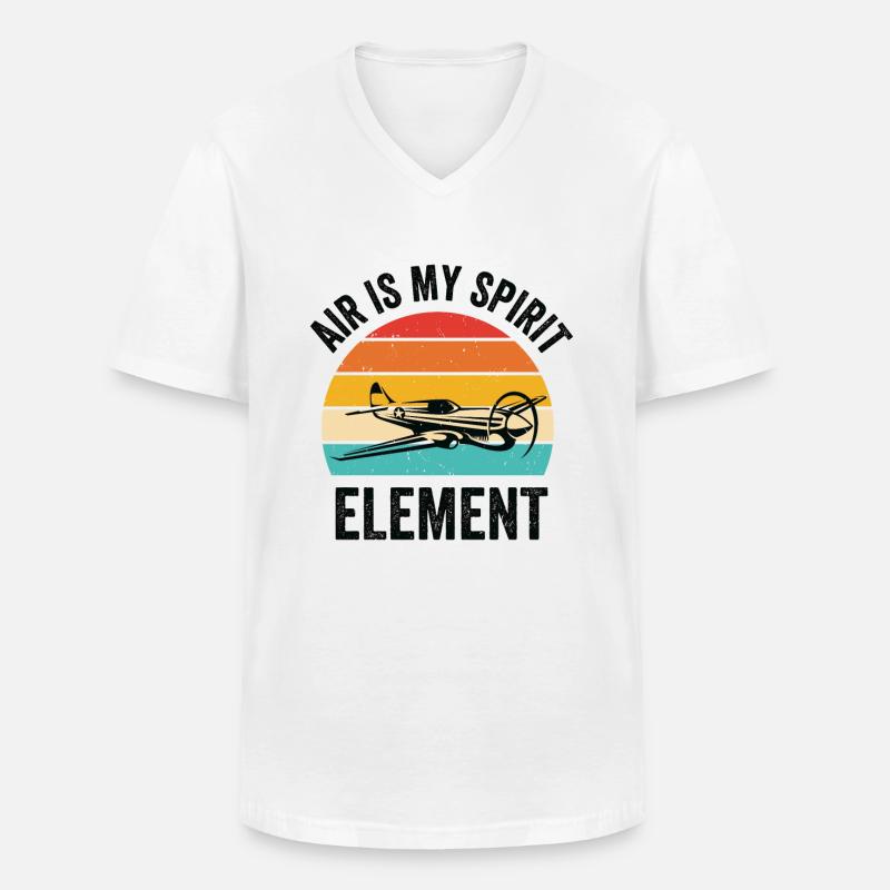 Luftfahrt Pilot Flieger Flugzeug Flugzeug - Männer-T-Shirt mit V-Ausschnitt - Weiß
