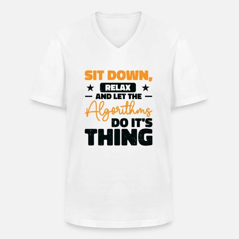 Computer Algorithm Programmer Artificial - Men's V-Neck T-Shirt - white
