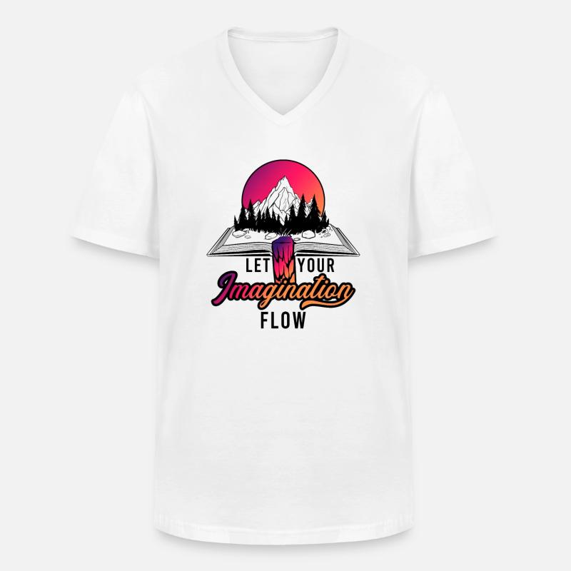 Space River Mountain Imagination - Männer-T-Shirt mit V-Ausschnitt - Weiß
