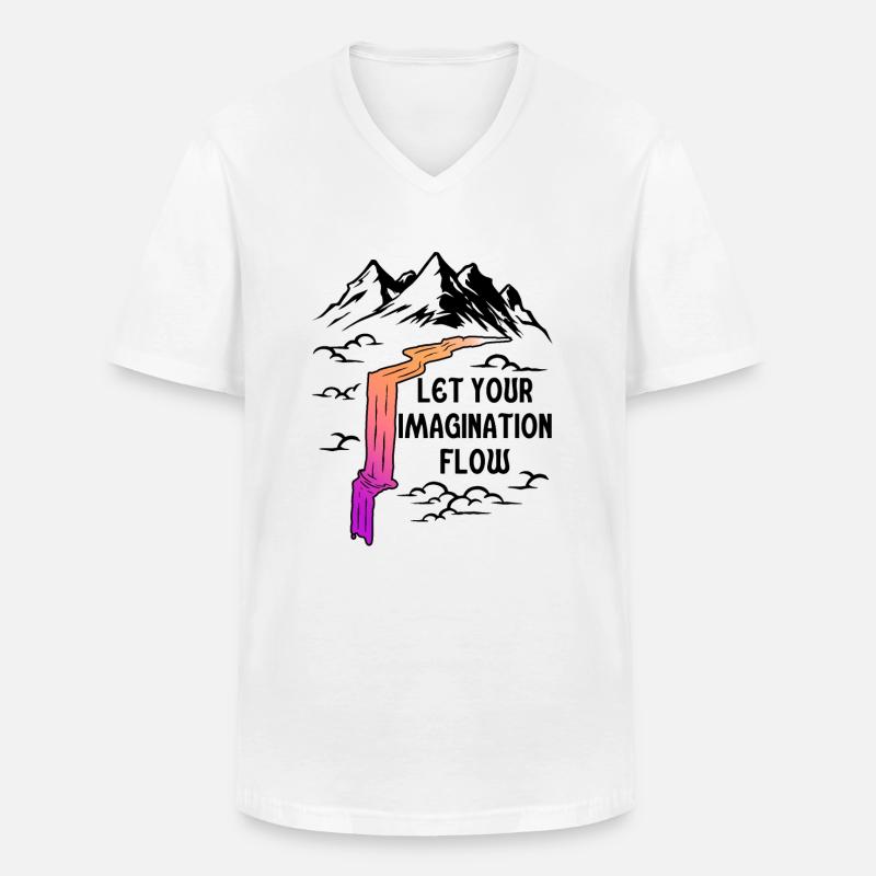 Space River Mountain Imagination - Männer-T-Shirt mit V-Ausschnitt - Weiß