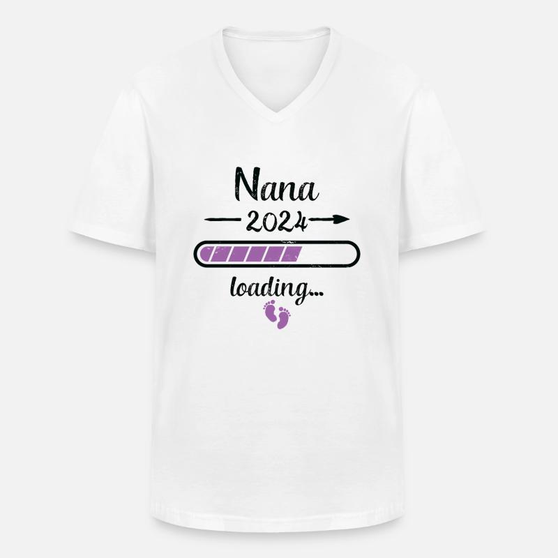Nana 2024 Loading Schwangerschaft Großmutter - Männer-T-Shirt mit V-Ausschnitt - Weiß