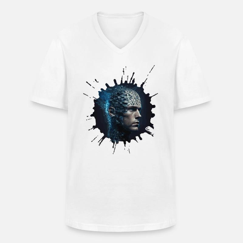 Digitale Evolution - Zukunftsvision Cyber Mensch - Männer-T-Shirt mit V-Ausschnitt - Weiß