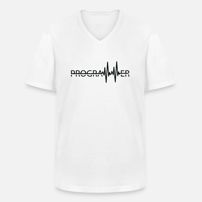 Programmierer Heartbeat Programmierung Coder - Männer-T-Shirt mit V-Ausschnitt - Weiß