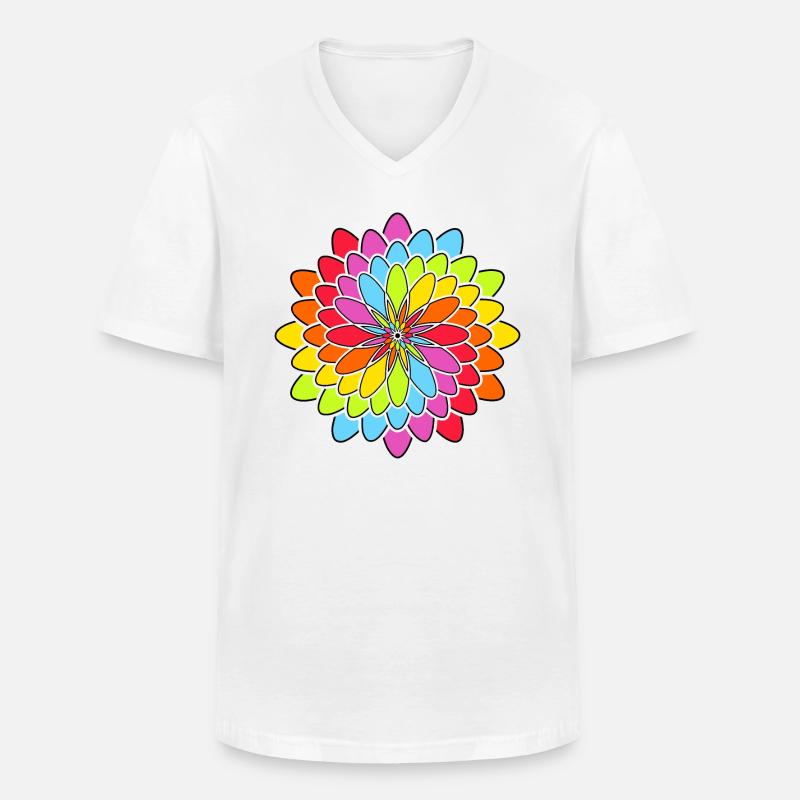 Regenbogen Blüte - Männer-T-Shirt mit V-Ausschnitt - Weiß