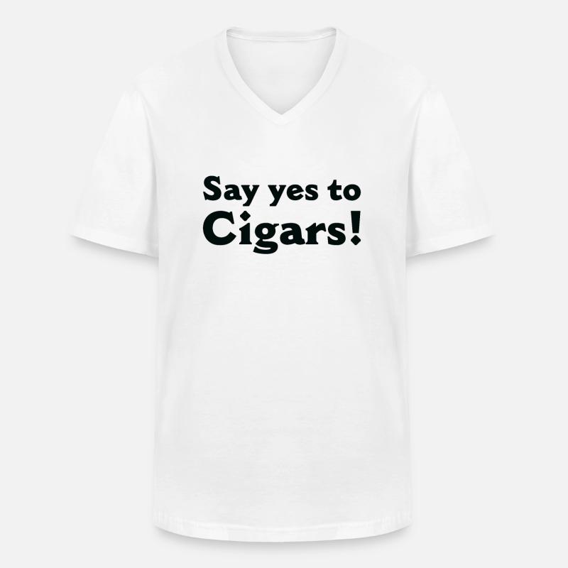 Zigarre Rauchen Zigarren Raucher - Männer-T-Shirt mit V-Ausschnitt - Weiß