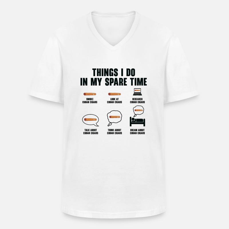 Zigarre Rauchen Zigarren Raucher - Männer-T-Shirt mit V-Ausschnitt - Weiß