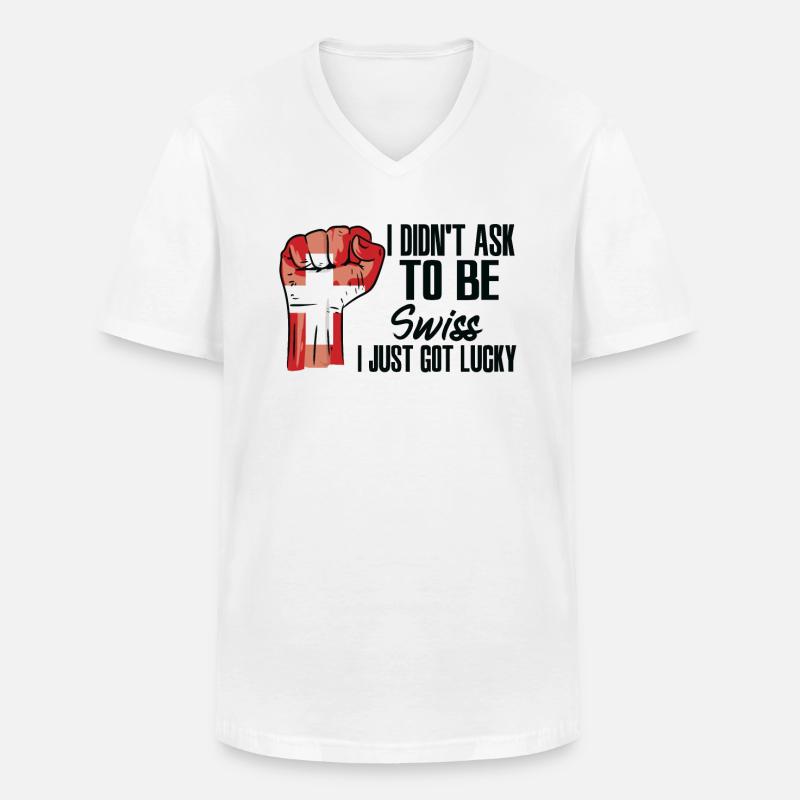 Schweizer Stolz Schweizer Fahne Gewachsen - Männer-T-Shirt mit V-Ausschnitt - Weiß