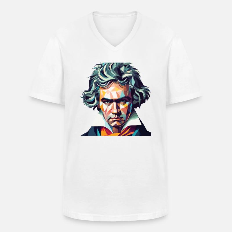 Beethoven Polygon Geometrische Kunst - Männer-T-Shirt mit V-Ausschnitt - Weiß