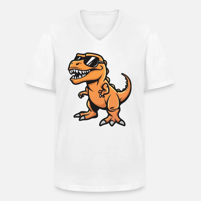 Dinosaur T-Rex Cool Comic - Men's V-Neck T-Shirt - white