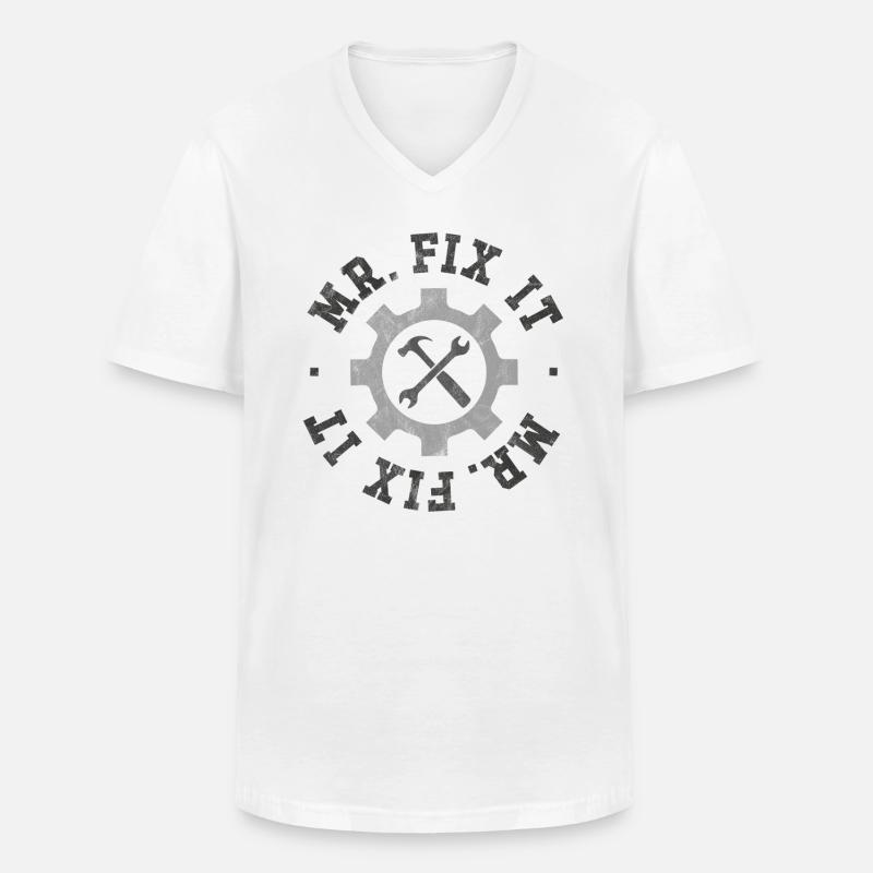 Herr Fix It - Männer-T-Shirt mit V-Ausschnitt - Weiß