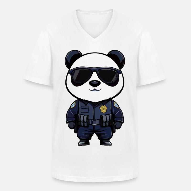Polizei Pandas - Männer-T-Shirt mit V-Ausschnitt - Weiß
