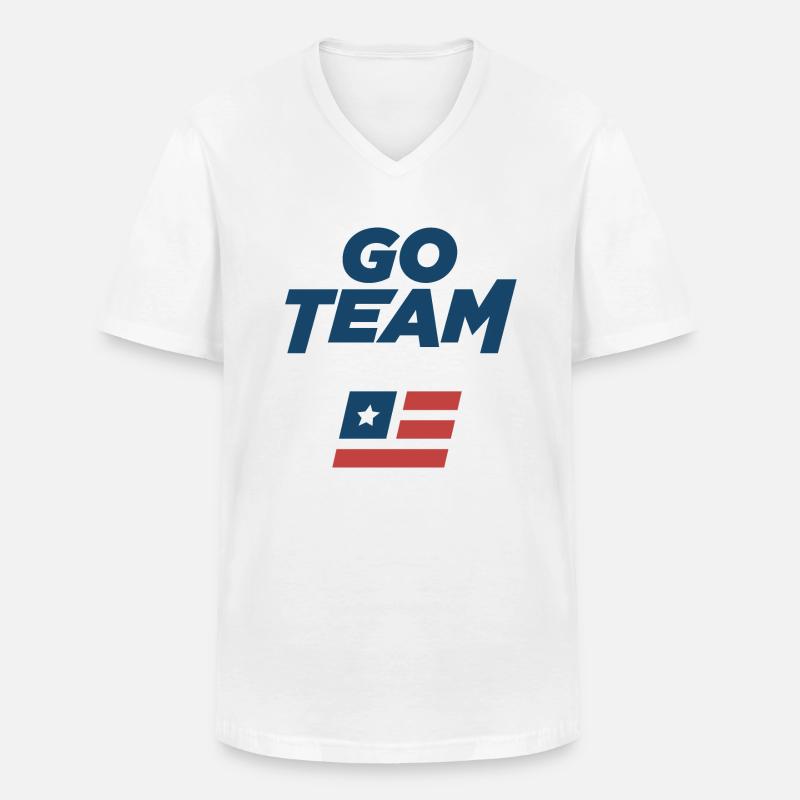 Go Team - Männer-T-Shirt mit V-Ausschnitt - Weiß