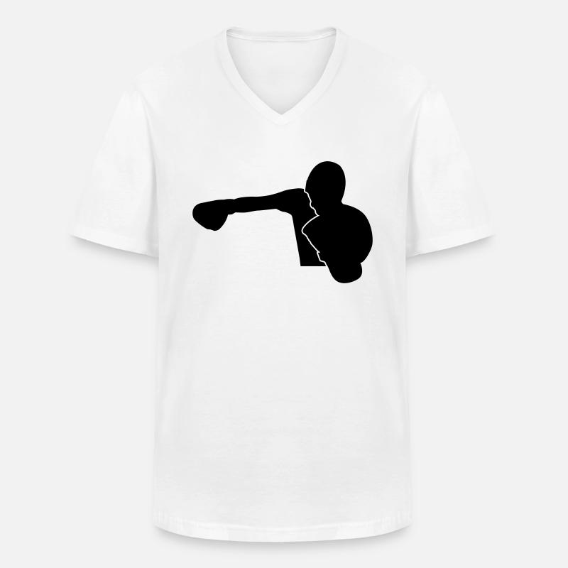 Boxer schlägt KnockOut Design - Männer-T-Shirt mit V-Ausschnitt - Weiß