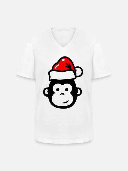 Monkey Christmas Xmas Comic - Men's V-Neck T-Shirt - white