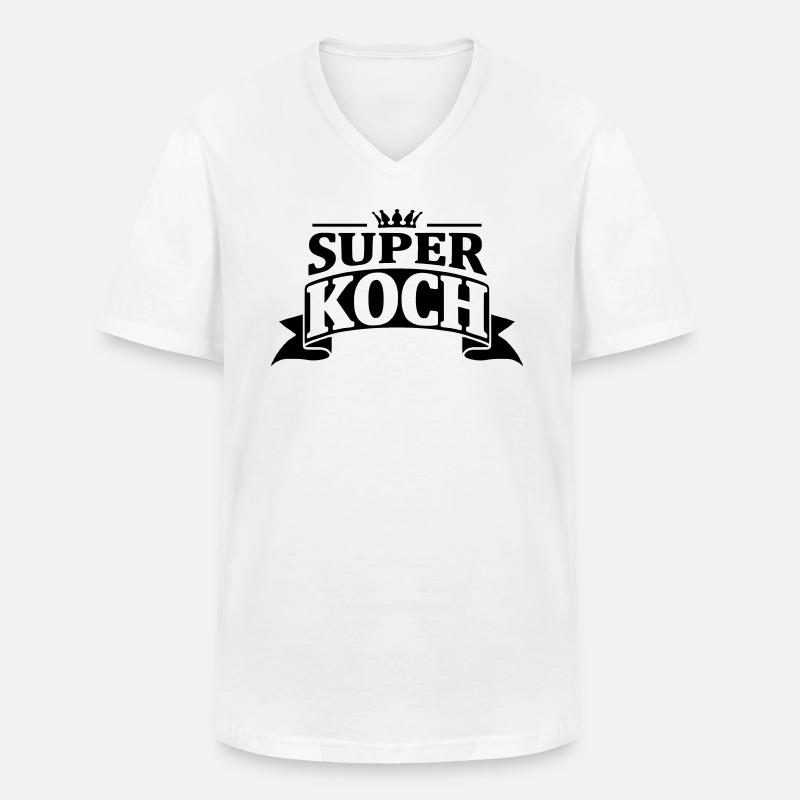 super koch - Männer-T-Shirt mit V-Ausschnitt - Weiß