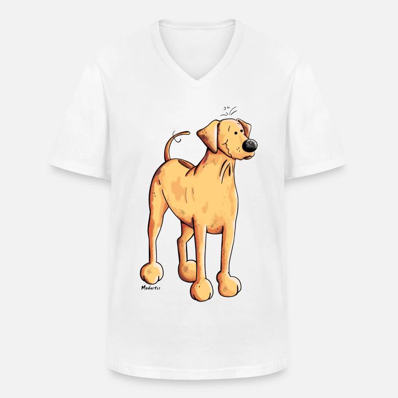 Happy Rhodesian Ridgeback - Männer-T-Shirt mit V-Ausschnitt - Weiß
