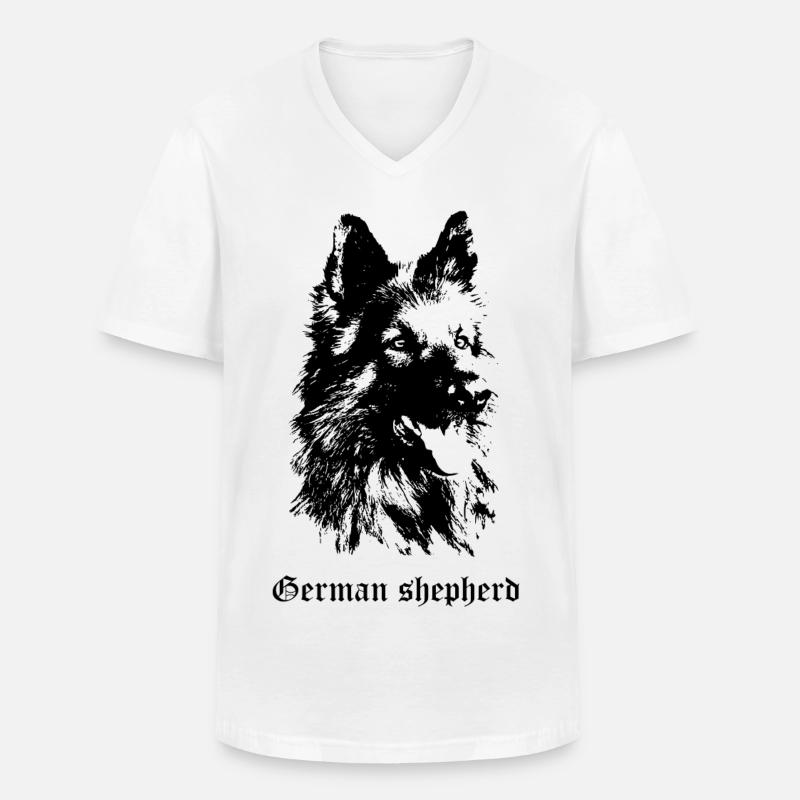 Deutscher Schäferhund - Männer-T-Shirt mit V-Ausschnitt - Weiß