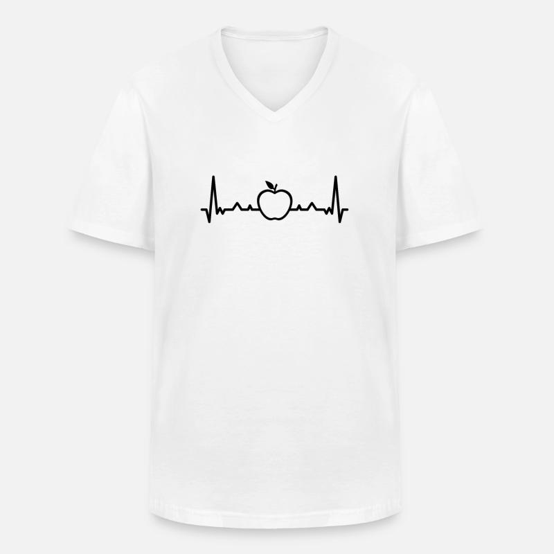 Herzschlag Apfel gesunde Ernährung - Männer-T-Shirt mit V-Ausschnitt - Weiß
