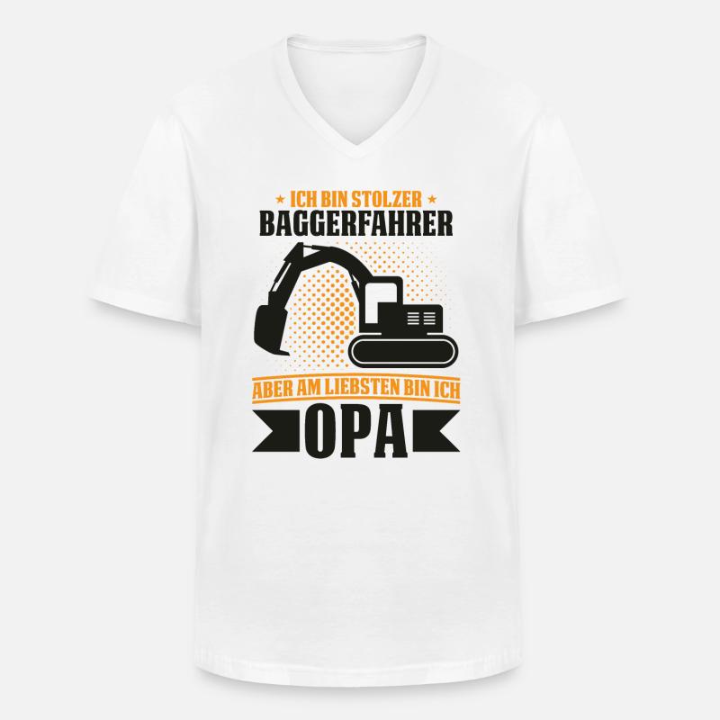 Stolzer Baggerfahrer Baggerführer und Opa - Männer-T-Shirt mit V-Ausschnitt - Weiß