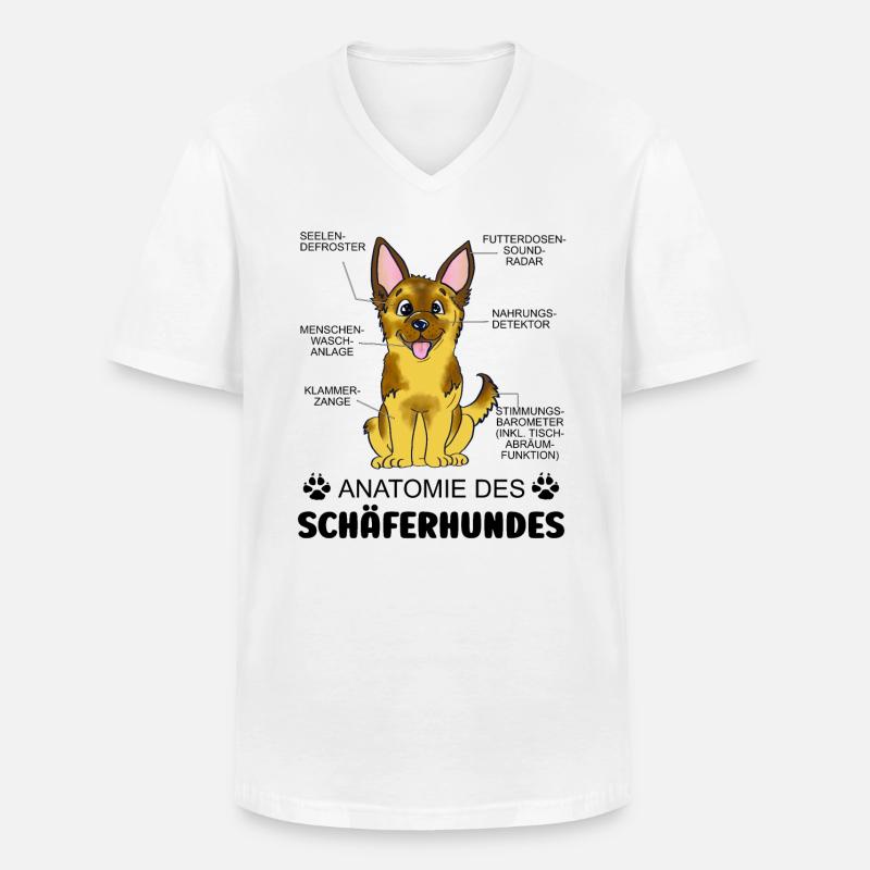 Anatomie des Schäferhundes - Männer-T-Shirt mit V-Ausschnitt - Weiß