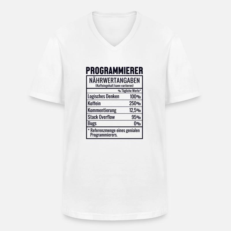 Programmierer Nährwertangaben Developer Coder - Männer-T-Shirt mit V-Ausschnitt - Weiß
