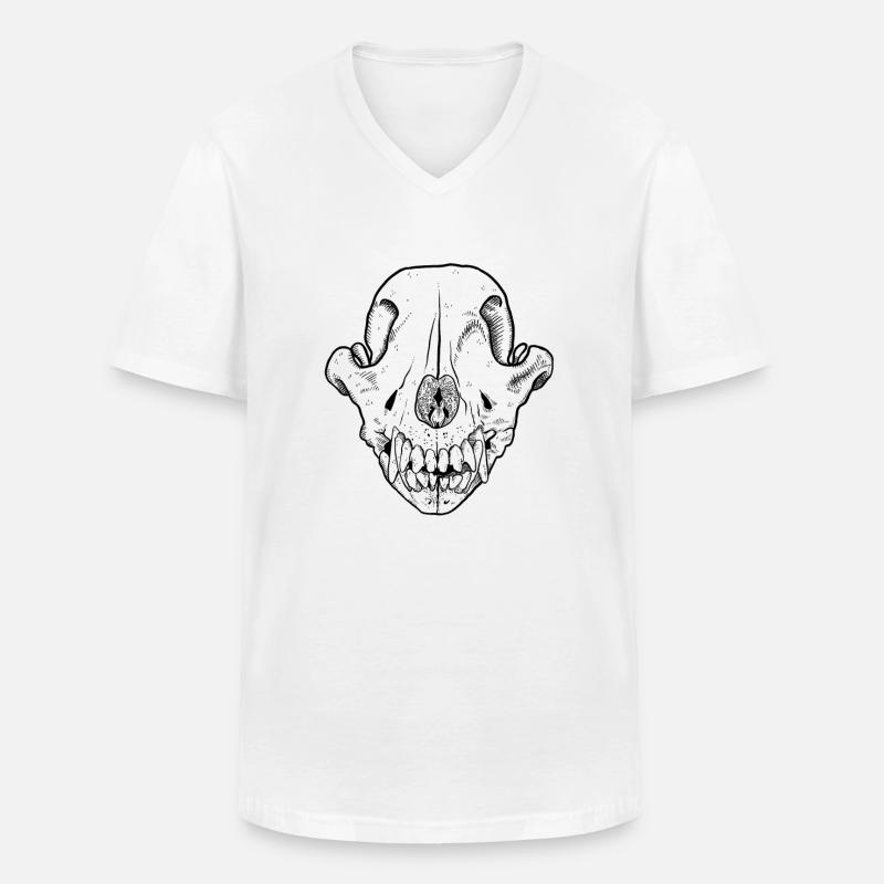 Hund Schädel Totenschädel Hundeschädel - Männer-T-Shirt mit V-Ausschnitt - Weiß