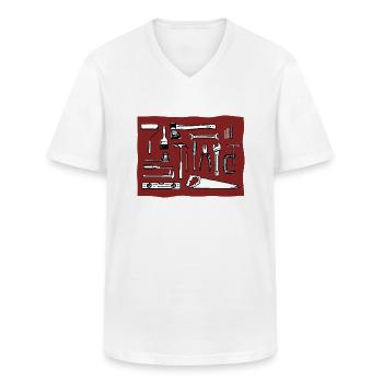 Gereedschap - Klassiek mannen T-shirt met V-hals - wit - Voor - AI Model Male 185 light (185cm)