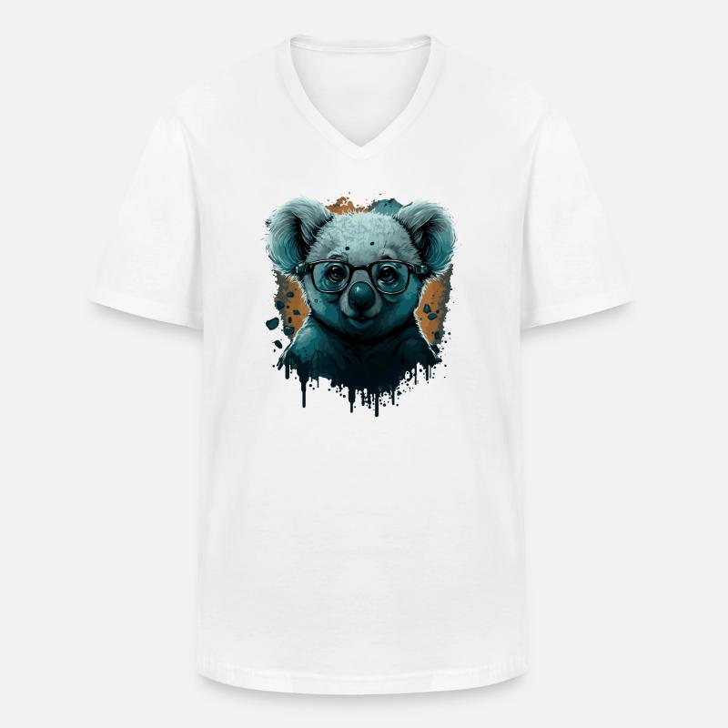 Koala Nerd - Männer-T-Shirt mit V-Ausschnitt - Weiß