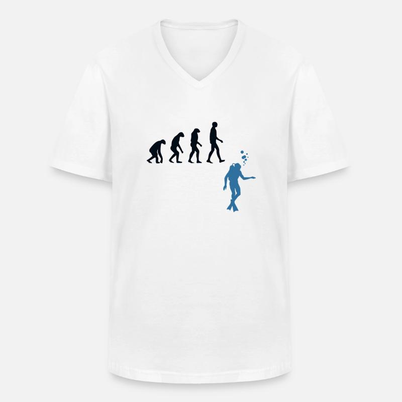 Scuba Diving Evolution Taucherflossen - Männer-T-Shirt mit V-Ausschnitt - Weiß