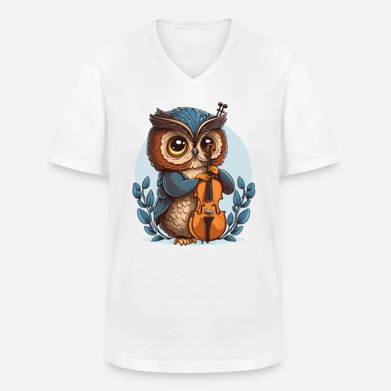 Klassische Eule - Männer-T-Shirt mit V-Ausschnitt - Weiß